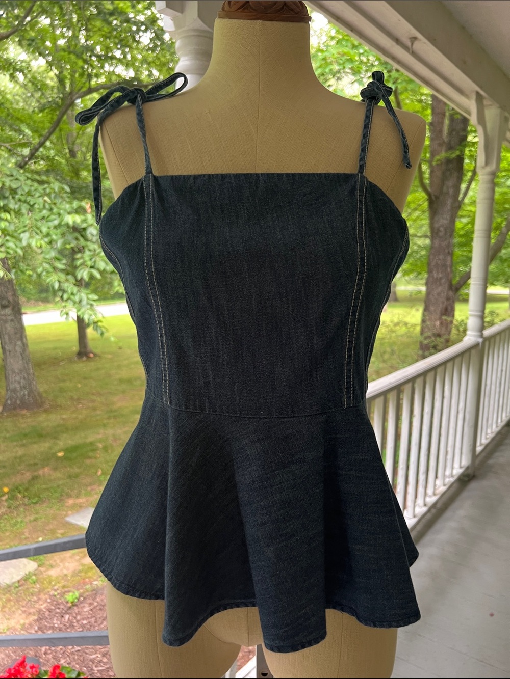 Tricia Fix Vintage Dark Blue Denim Peplum Top